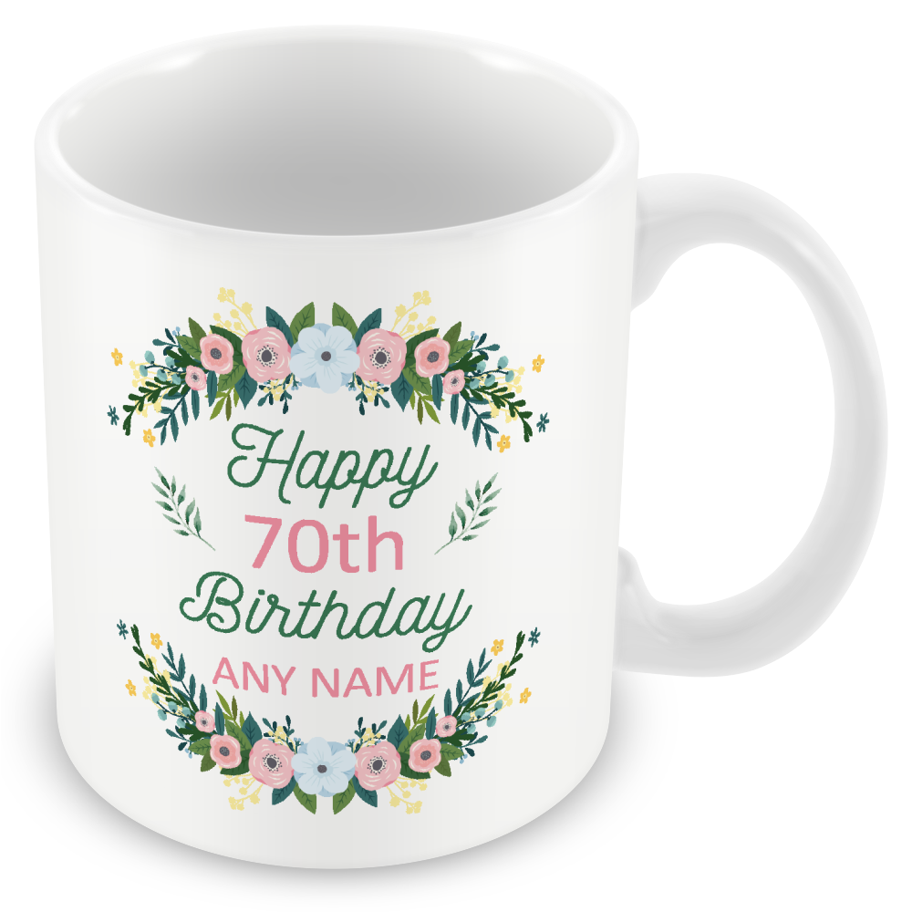 Personalised Birthday Floral Mug – Elegant Gift for Women