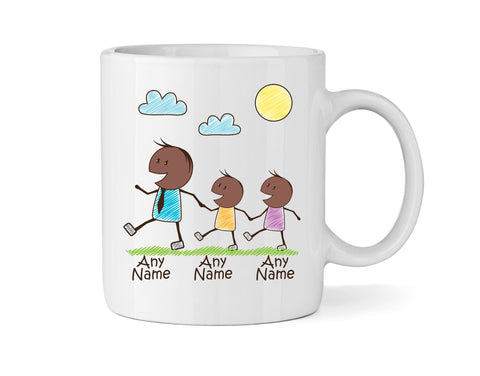 Dad Mug With Two Sons (Version Three) - Personalised Family Mug