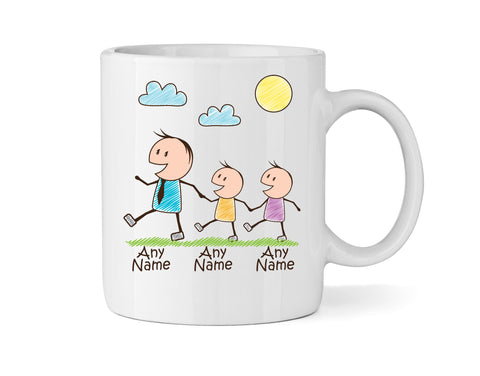 Dad Mug With Two Sons (Version One) - Personalised Family Mug