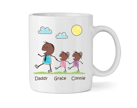 Dad Mug With Two Daughters (Version Three) - Personalised Family Mug
