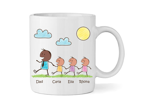 Dad Mug With Three Sons (Version Two) - Personalised Family Mug