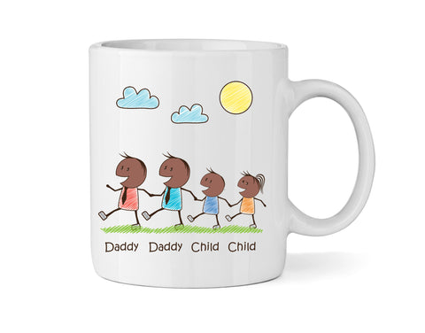 Personalised Dad & Dad Mug With Son & Daughter (Version Two) - Personalised Family Mug