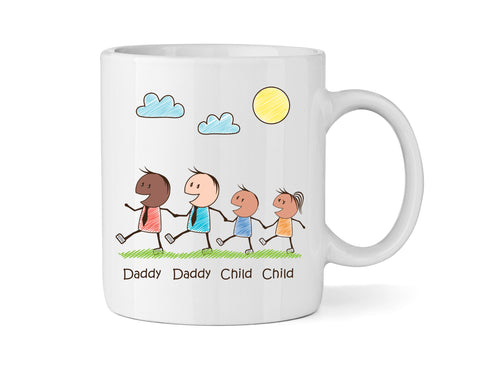 Personalised Dad & Dad Mug With Son & Daughter (Version Three) - Personalised Family Mug