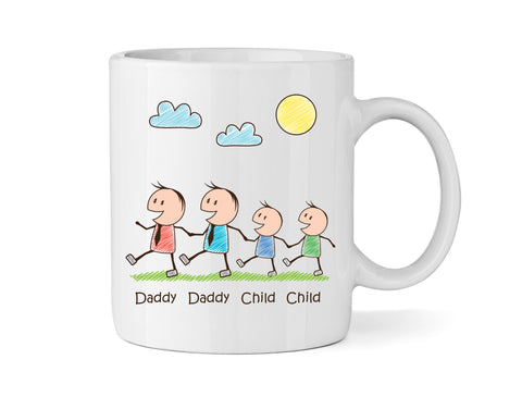Personalised Dad & Dad Mug With Two Sons (Version One) - Personalised Family Mug