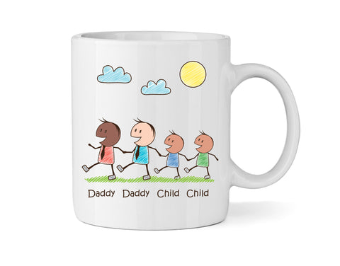 Personalised Dad & Dad Mug With Two Sons (Version Three) - Personalised Family Mug