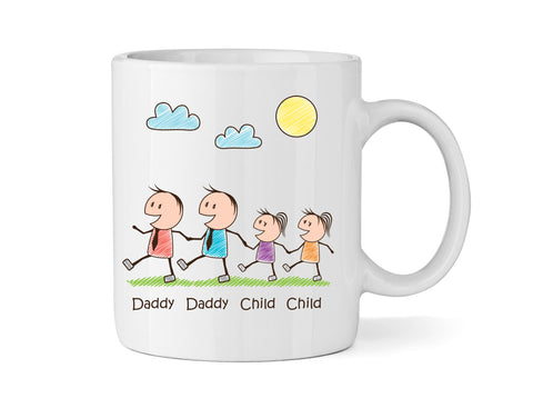 Personalised Dad & Dad Mug With Two Daughters (Version One) - Personalised Family Mug