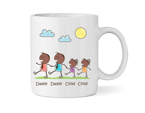 Personalised Dad & Dad Mug With Two Daughters (Version Two) - Personalised Family Mug