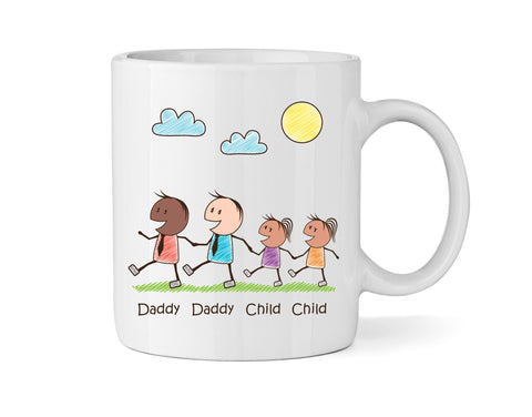 Personalised Dad & Dad Mug With Two Daughters (Version Three) - Personalised Family Mug
