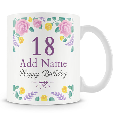 18th Birthday Mug - Birthday Flowers