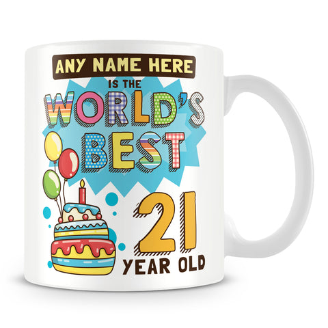 21st World's Best Birthday Personalised Mug