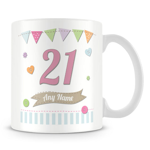 21st Birthday Shabby Chic Design Personalised Mug