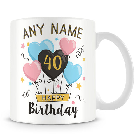 40th Birthday Balloons Design Mug