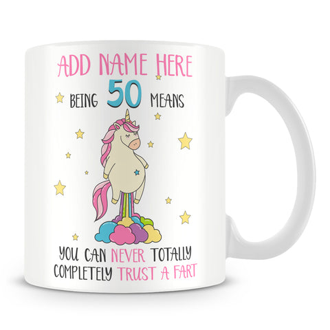 50th Birthday Mug - Never Trust a Fart