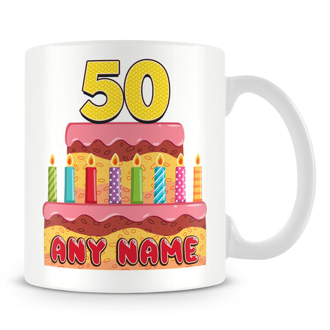 50th Birthday Cake Candles Design Birthday Personalised Mug