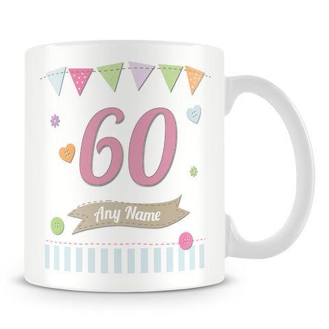 60th Birthday Shabby Chic Design Personalised Mug