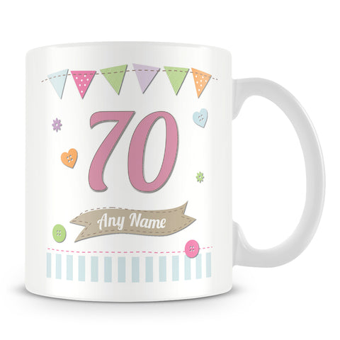 70th Birthday Shabby Chic Design Personalised Mug