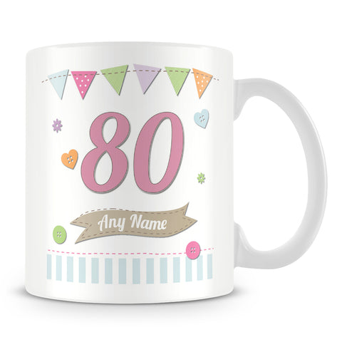 80th Birthday Shabby Chic Design Personalised Mug