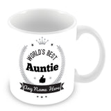 The Worlds Best Auntie Mug - Laurels Design - Silver
