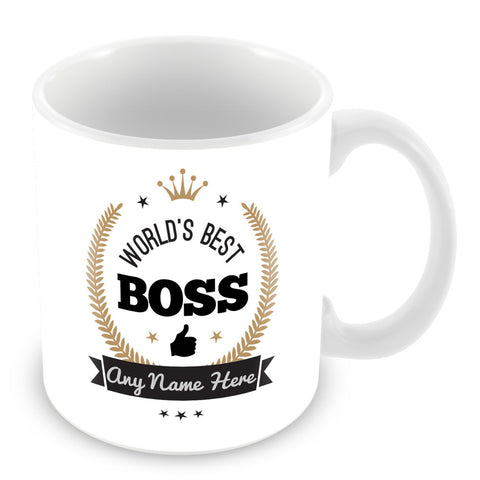 The Worlds Best Boss Mug - Laurels Design - Gold