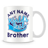 Worlds Best Brother Personalised Mug - Blue