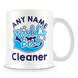 Worlds Best Cleaner Personalised Mug - Blue