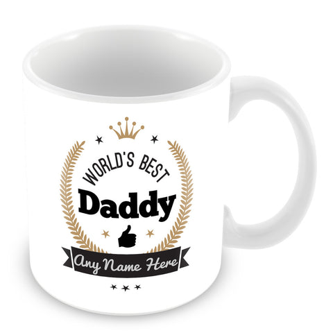 The Worlds Best Daddy Mug - Laurels Design - Gold
