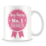 Engineer Mug - Personalised Gift - Rosette Design - Pink