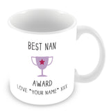 Best Nan Mug - Award Trophy Personalised Gift - Purple