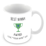 Best Nanna Mug - Award Trophy Personalised Gift - Green