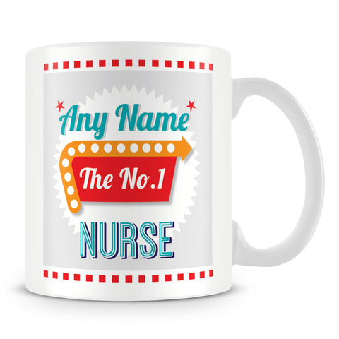 Nurse Personalised Mug - No.1 Retro Gift - Green