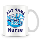 Worlds Best Nurse Personalised Mug - Blue