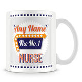Nurse Personalised Mug - No.1 Retro Gift - Orange