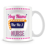 Nurse Personalised Mug - No.1 Retro Gift - Pink