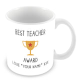 Best Teacher Mug - Award Trophy Personalised Gift - Yellow