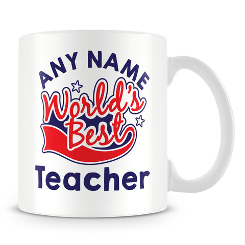 Worlds Best Teacher Personalised Mug - Red