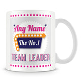 Team Leader Personalised Mug - No.1 Retro Gift - Pink