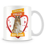 I Love My Collie Dog Personalised Mug - Orange