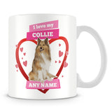 I Love My Collie Dog Personalised Mug - Pink