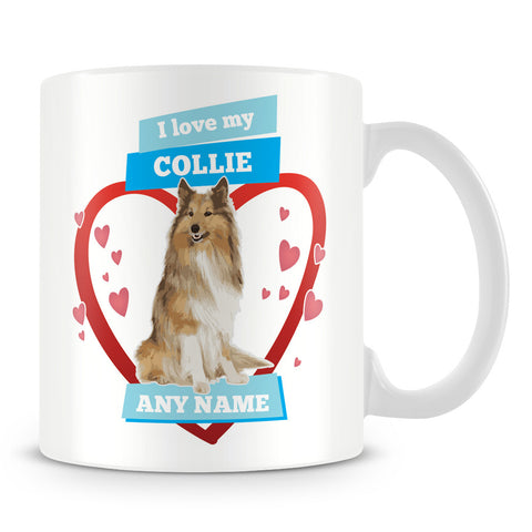 I Love My Collie Dog Personalised Mug - Blue