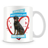 I Love My Rottweiler Dog Personalised Mug - Blue