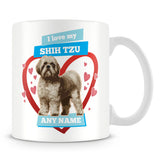 I Love My Shih Tzu Dog Personalised Mug - Blue