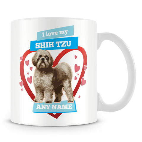 I Love My Shih Tzu Dog Personalised Mug - Blue