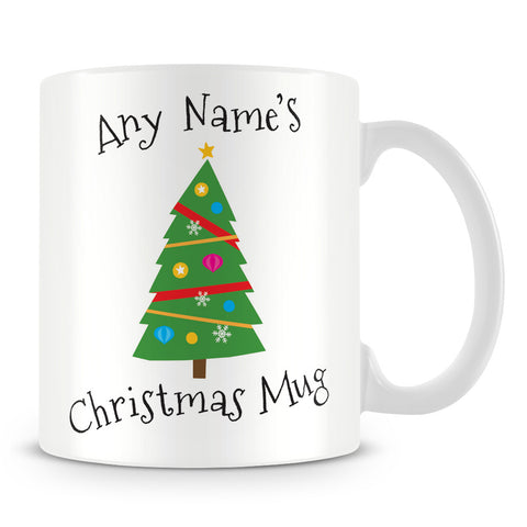 Christmas Tree Personalised Mug with Name