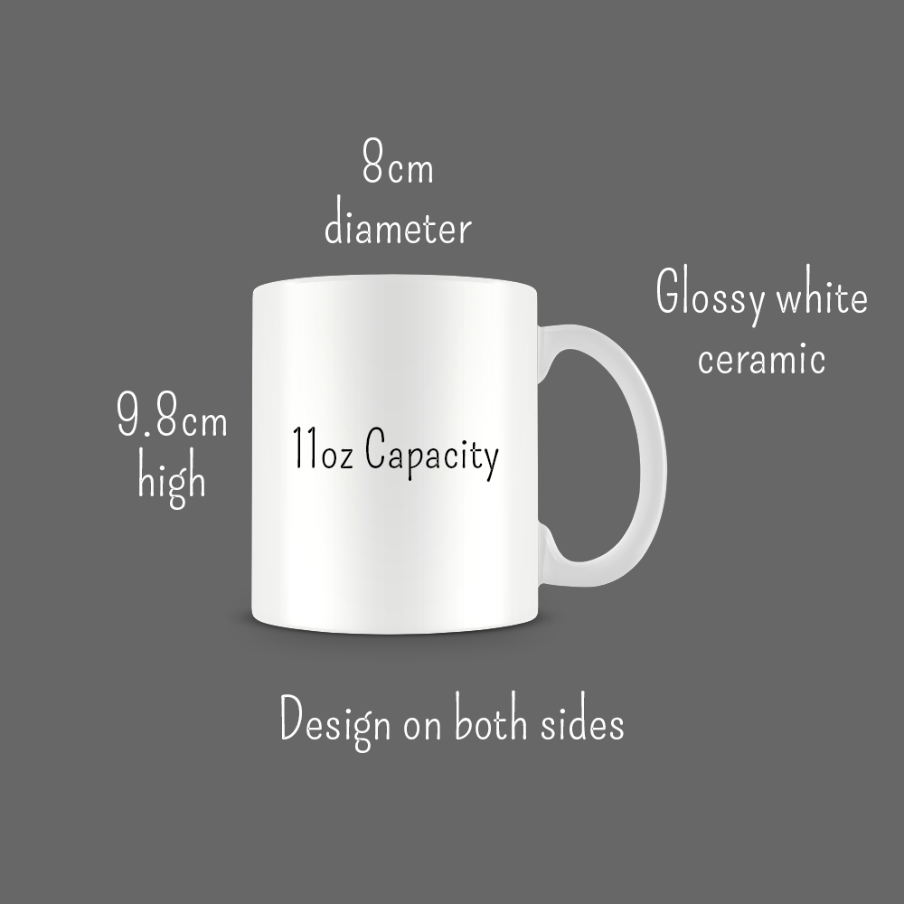 Pit Stop Tea Mug for Motorsport Fans - Optional Name, Colour Handle, Coaster and Card