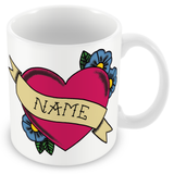Personalised MUM Tatoo Mug Sets - Mug, Card & Coaster Gift Sets - Traditional Sailor Style Tattoo Design - Gift for Mums