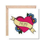 MUM Tatoo Mug Sets - Mug, Card & Coaster Gift Sets - Traditional Sailor Style Tattoo Design - Gift for Mums