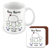 Personalised Mummy We Love You So MUSH – Mug, Card & Coaster Gift Sets - Cute Mushroom Mummy – Gift for Mum - Mum 2 Children