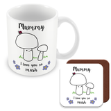 Mummy I Love You So MUSH – Mug, Card & Coaster Gift Sets - Cute Mushroom Mummy – Gift for Mum - Mum 1 Child