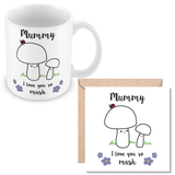Mummy I Love You So MUSH – Mug, Card & Coaster Gift Sets - Cute Mushroom Mummy – Gift for Mum - Mum 1 Child