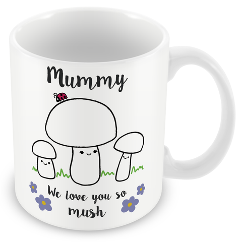Mummy We Love You So MUSH – Mug, Card & Coaster Gift Sets - Cute Mushroom Mummy – Gift for Mum - Mum 2 Children